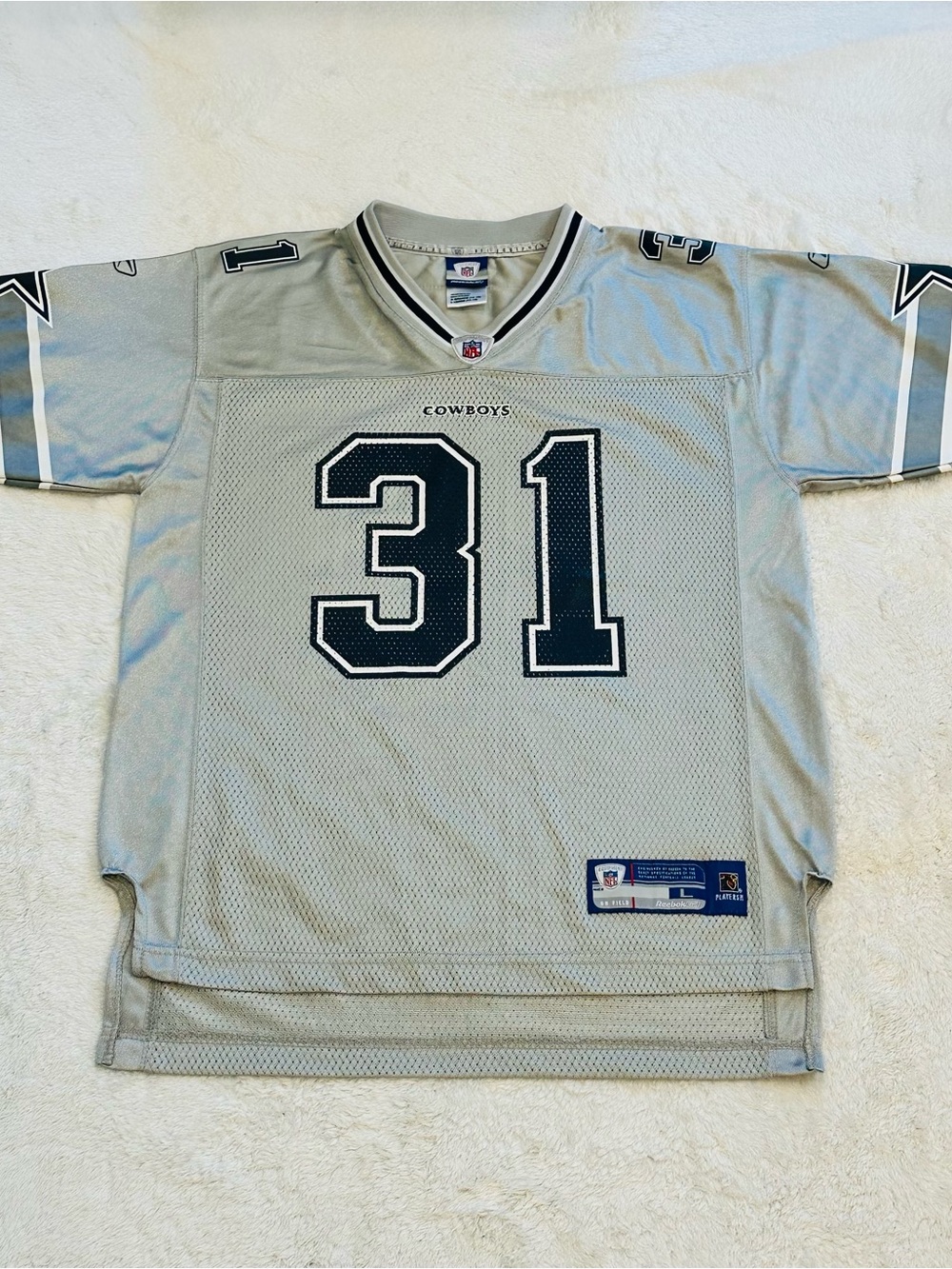 Reebok NFL Equipment V-Neck Football Jersey - Gray/Black